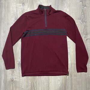 Prana 1/4 Zip Pullover Men’s M – Burgundy Black Stripe - Casual - Outdoor